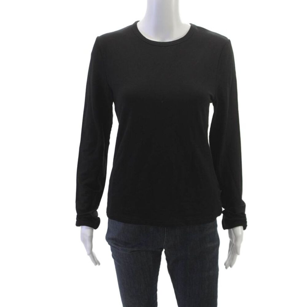 Allfenix Womens Basic Bamboo Long Sleeve Crew Neck Black T-Shirt Size L